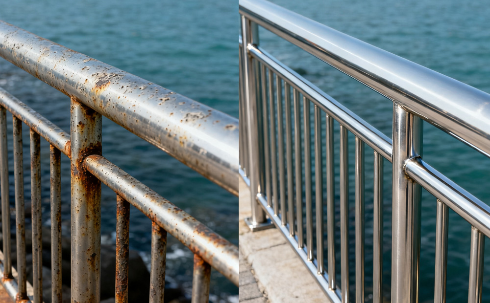 不锈钢管户外应用对比